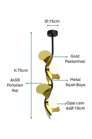 Siyah Boyalı Avize PLC-1218-AV-BSY - 2