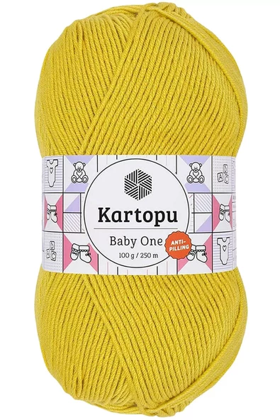 1 Adet Baby One Tüylenmeyen El Örgü İpi Yünü Hardal Sarı K1321