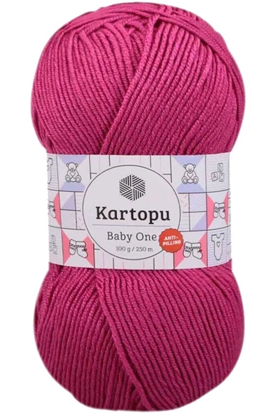 1 Adet Baby One Tüylenmeyen El Örgü İpi Yünü Fuşya K245 ürün görseli 1