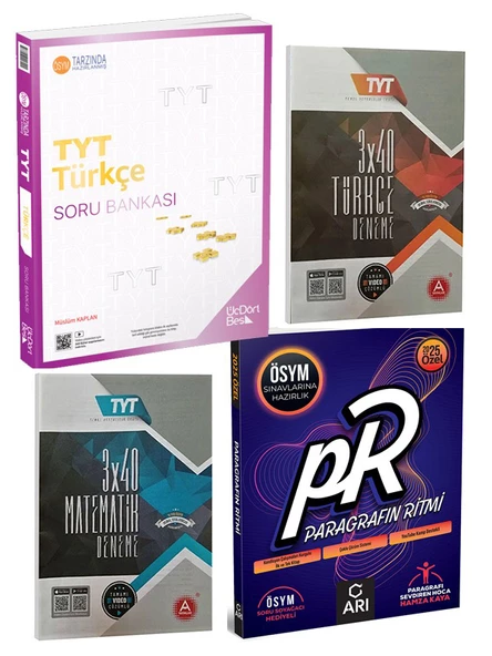 A Yayınları TYT Türkçe Matematik Deneme ve ÜÇDÖRTBEŞ TYT Türkçe Soru ile Paragrafın Ritmi Soru Seti