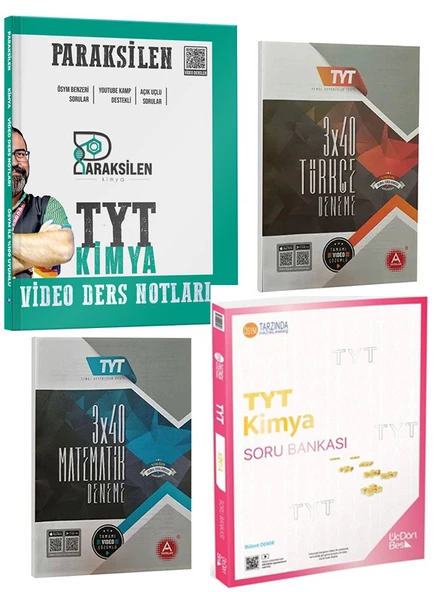 A Yayınları Türkçe Matematik Deneme ve 345 TYT Kimya Soru ile Paraksilen TYT Kimya Ders Notları Set - 2