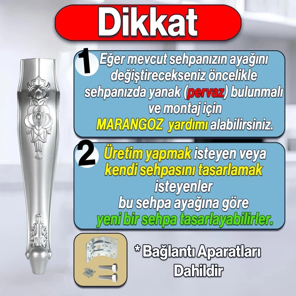 Rosa Plastik Sehpa Ayağı 40 cm Gümüş Renk Orta Ayak Zigon Sehpa Mobilya Masa Ayakları 1 Adet Gri - 2