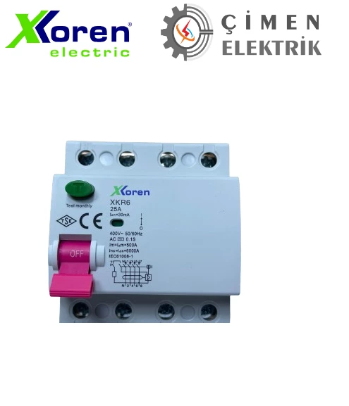 XKoren 4X25 30ma 6kA Monofaze Kaçak Akım Rölesi XKR64P-30-25