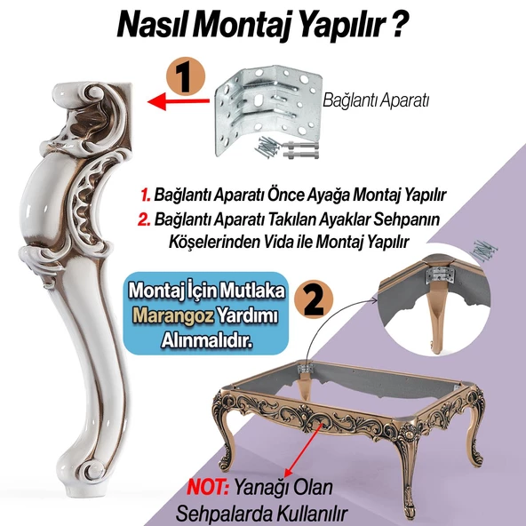 Krem Kahve 4 Adet Valenta Plastik Sehpa Ayağı 47 cm Mobilya Zigon Çay Orta Sehpası Ayak Ayakları - 5