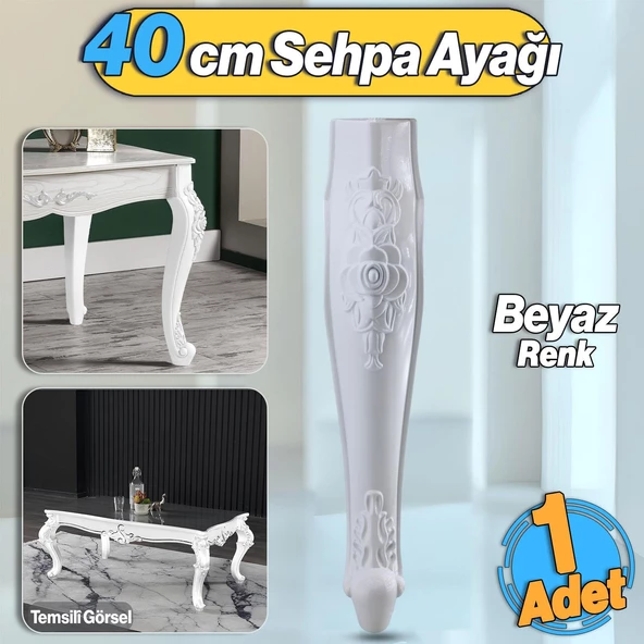 Rosa Plastik Sehpa Ayağı 40 cm Beyaz Renk Orta Ayak Zigon Sehpa Mobilya Masa Ayakları Beyaz 1 Adet ürün görseli