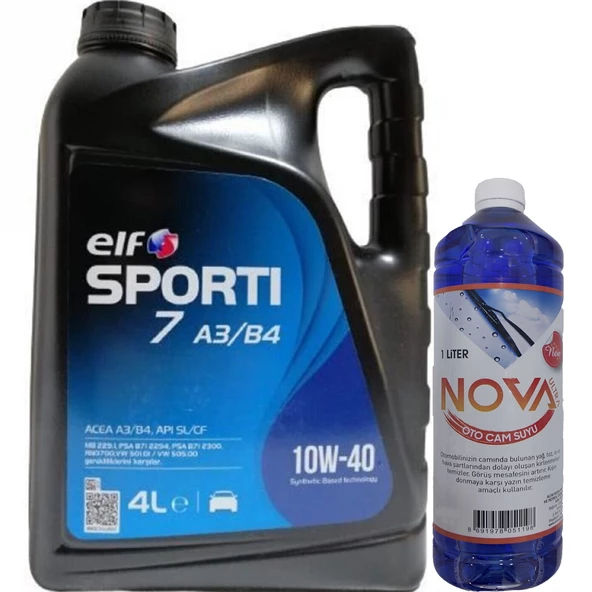 Elf Sporti 7 10W-40 Acea A3/B4 Sentetik Motor Yağı 4 L + Cam Suyu 1 L