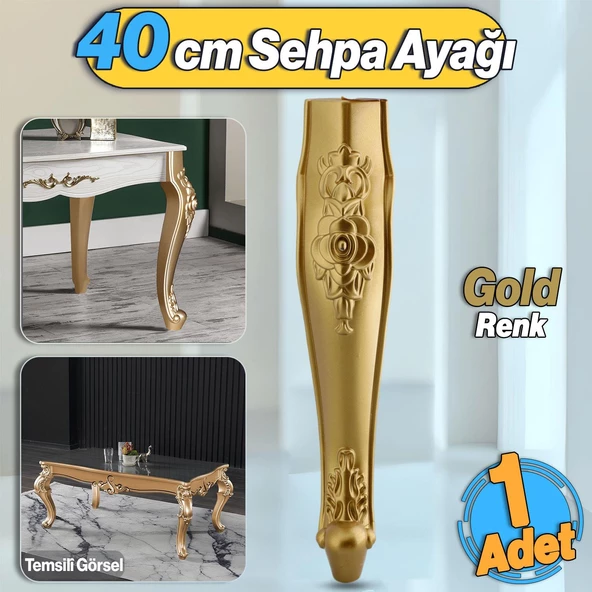 Rosa Plastik Sehpa Ayağı 40 cm Gold Altın Renk Orta Ayak Zigon Sehpa Mobilya Masa Ayakları Altın