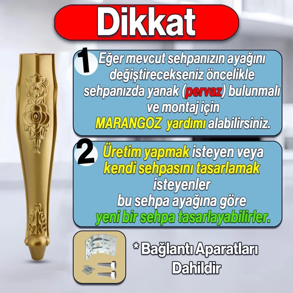 Rosa Plastik Sehpa Ayağı 40 cm Gold Altın Renk Orta Ayak Zigon Sehpa Mobilya Masa Ayakları Altın - 2