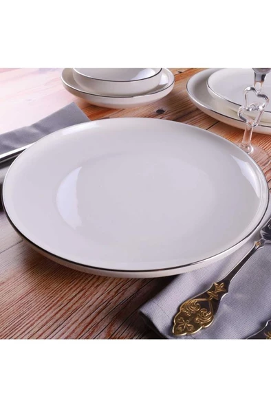 GALERİ KRİSTAL SEMAZEN 27 CM SERVİS TABAĞI KREM PLATİN FİLE