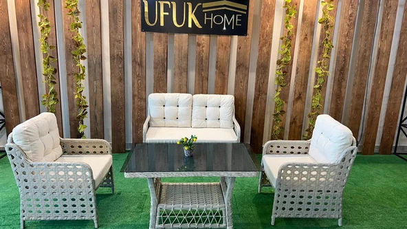 UFUK HOME Petek 2+1+1 Masalı Rattan Bahçe Mobilyası, Balkon Takımı, Rattan Koltuk Takımı - 3