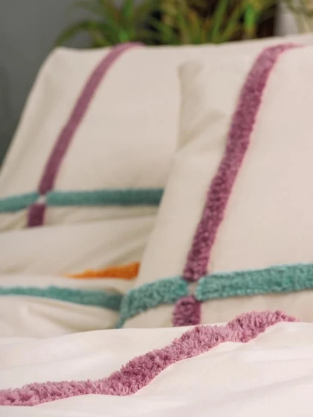 Cotton Box Puff Nakışlı Ranforce Çift Kişilik Nevresim Takımı İnsula Gülkurusu - 3