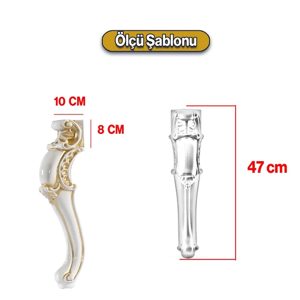 Valenta Plastik Sehpa Ayağı 47 cm Krem Altın 1 Adet Mobilya Zigon Çay Orta Sehpası Ayak Ayakları - 2