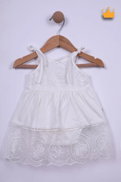 Babyhola 3-12 Ay %100 Pamuk Güpürlü İp Askılı Elbise Badi Body 3019 - 11