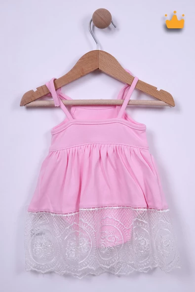 Babyhola 3-12 Ay %100 Pamuk Güpürlü İp Askılı Elbise Badi Body 3019 - 10