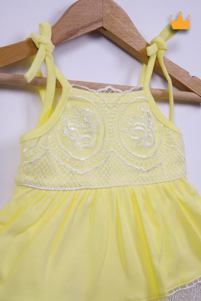Babyhola 3-12 Ay %100 Pamuk Güpürlü İp Askılı Elbise Badi Body 3019 - 2