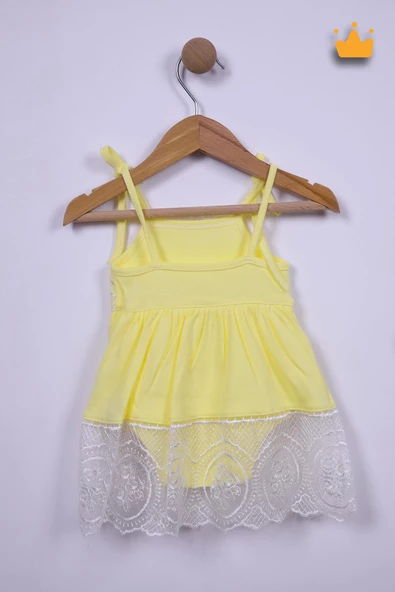 Babyhola 3-12 Ay %100 Pamuk Güpürlü İp Askılı Elbise Badi Body 3019 - 5
