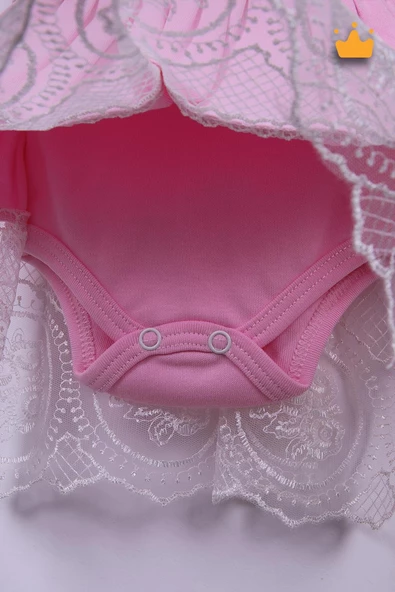 Babyhola 3-12 Ay %100 Pamuk Güpürlü İp Askılı Elbise Badi Body 3019 - 9