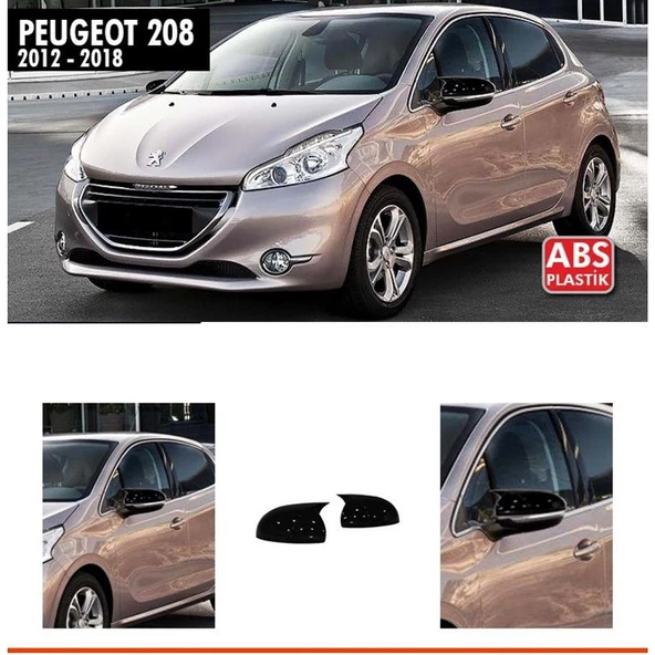 PEUGEOT 208  2012-208 UYUMLU PARLAK SİYAH BATMAN AYNA KAPAĞI