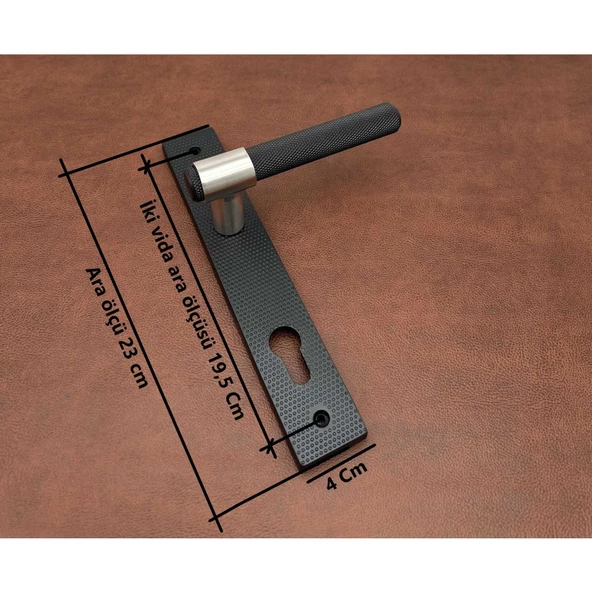 Punch Mat Siyah İnox Lüx Aynalı Çelik Kapı Kolu Sol Basar Tek Yön - Resim 2