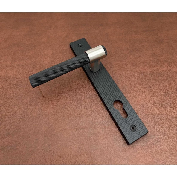 Punch Mat Siyah İnox Lüx Aynalı Çelik Kapı Kolu Sol Basar Tek Yön - Resim 4