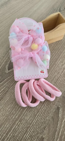 Ponponlu Kız Çocuk Toka Set 7li - 6