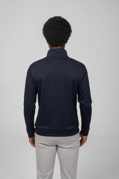 Erkek Regular Fit Teknolojik Kumaş İpeksi Pamuk Yarım Fermuarlı Sweatshirts - 9