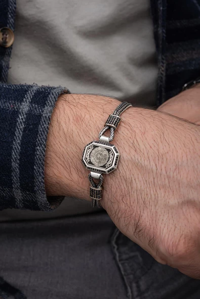 İnşirah Suresi Hat Yazılı 925 Gümüş Bileklik - 7