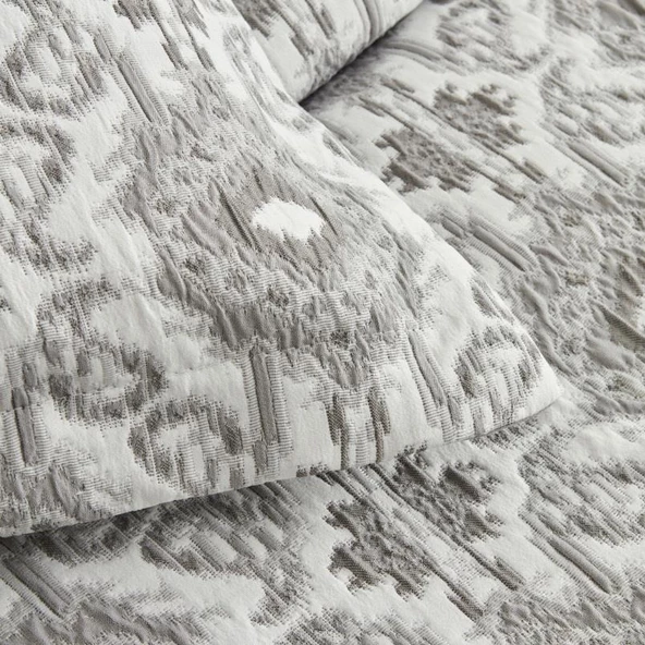 Karaca Home Neos Gri Çift Kişilik Yatak Örtüsü Takımı - 3