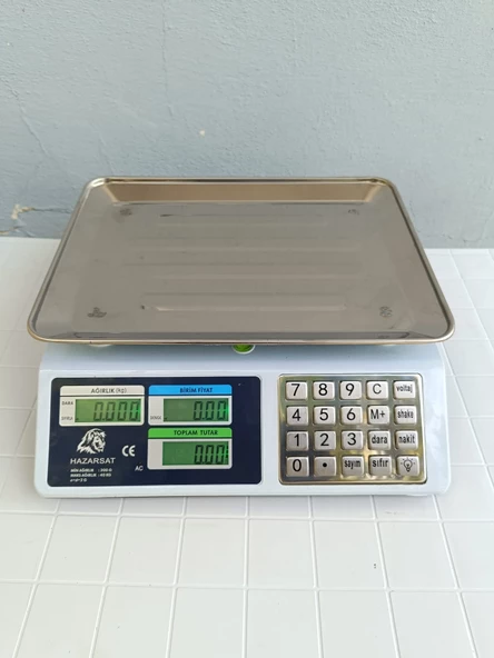 40 KG PİLLİ VE ŞARJLI-FİYAT HESAPLAMALI VE SAYIM ÖZELLİKLİ TERAZİ-METAL PANEL TARTI-2 YIL GARANTİLİ - 2