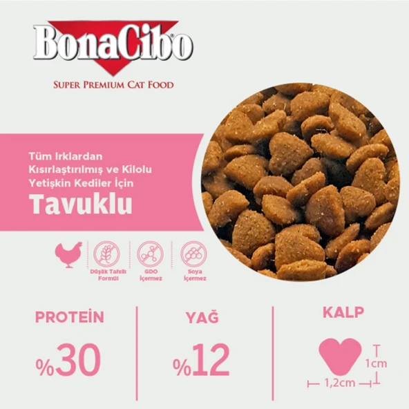 Bonacibo Adult Cat Light & Sterilised Kısırlaştırılmış ve Kilolu Kediler İçin 2 kg - 2