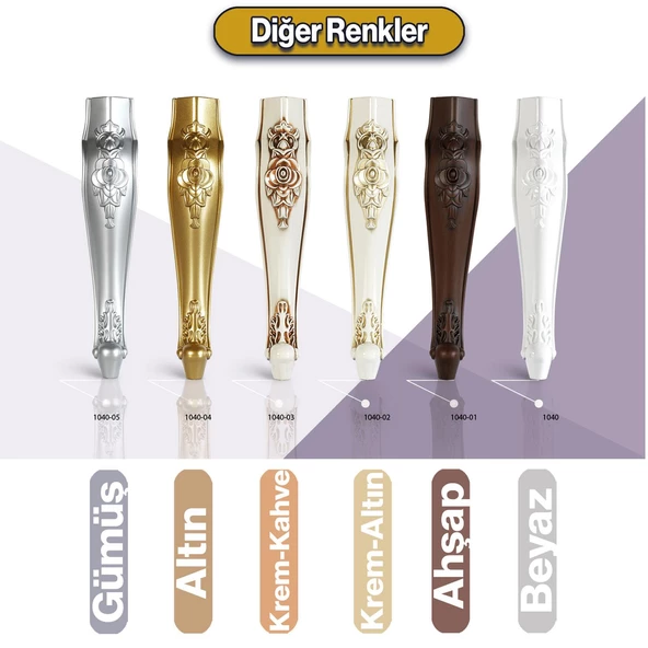 Rosa 4 Adet Plastik Sehpa Ayağı 40 cm Gold Altın Renk Orta Ayak Zigon Sehpa Mobilya Masa Ayakları - 6