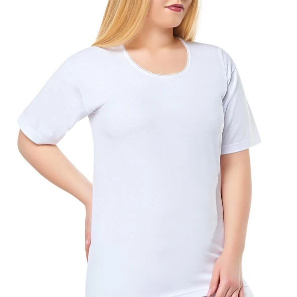 6 lı Paket Seher Yıldız Bayan Kısa Kollu Atlet Beyaz 0011