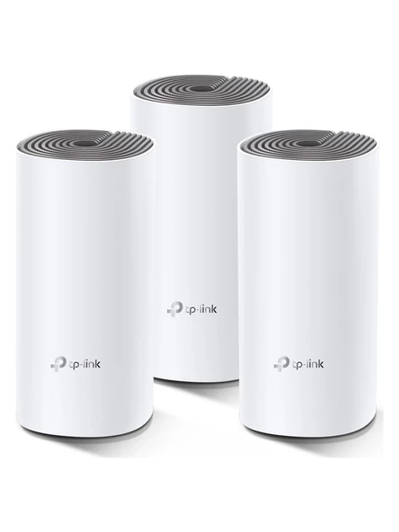 TP-Link Deco E4 (3-Pack), AC1200 Mbps, Dual-Band, 10/100Mbps Portları, 100 Cihaza Kadar Bağlanılabilirlik, 370 m2 - 2