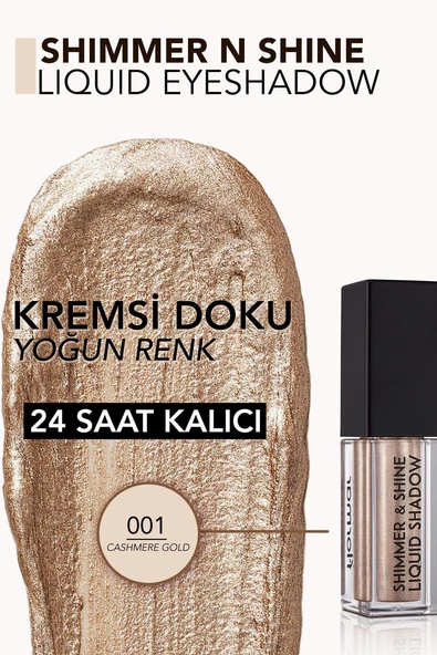 Flormar Metalik Likit Göz Farı (ALTIN) - Shimmer & Shine Liquid Shadow - 001 Cashmere Gold - 8682536002592