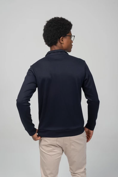 Erkek Teknolojik Kumaş İpeksi Pamuk Düz Önü Çift Fermuar Detaylı Hırka - 10