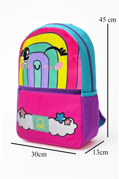 Gökkuşağı Desenli Okul Çantası Seti (İlkokul Sırt Çantası,Beslenme Çantası) - Resim 4