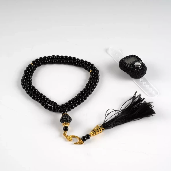 Boncuklu Zikirmatik + Tesbih Hediye Seti (Siyah) - 2