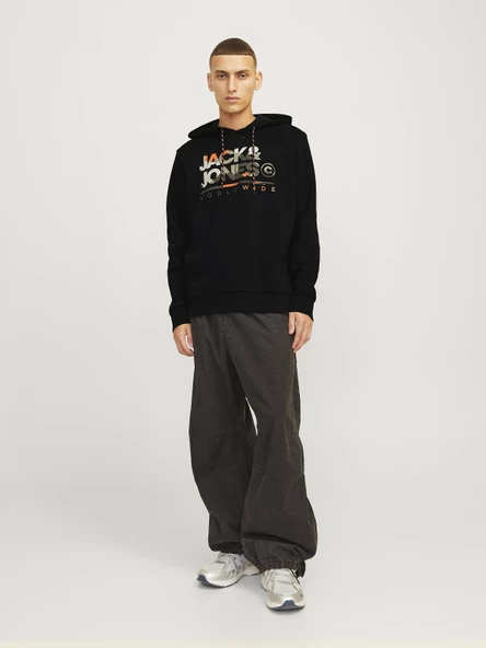 JACK JONES Yazı Baskılı Kapüşonlu Erkek Sweatshirt 12256821 - 3