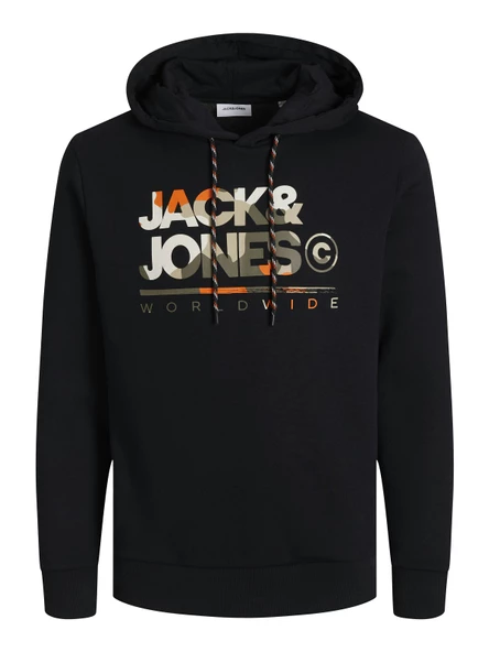 JACK JONES Yazı Baskılı Kapüşonlu Erkek Sweatshirt 12256821