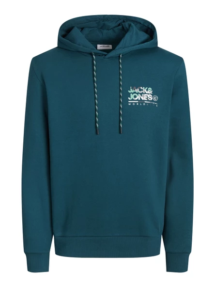 JACK JONES Yazı Baskılı Kapüşonlu Erkek Sweatshirt 12256821