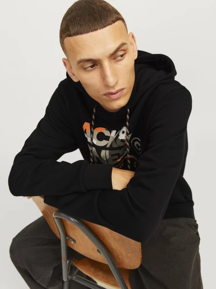 JACK JONES Yazı Baskılı Kapüşonlu Erkek Sweatshirt 12256821 - 2