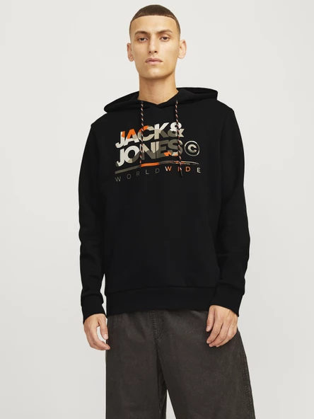 JACK JONES Yazı Baskılı Kapüşonlu Erkek Sweatshirt 12256821 - 6