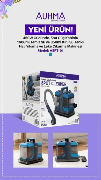 Auhma Çift Hazneli Koltuk Ve Halı Yıkama Makinesi Mavi ASPT-01 - 5