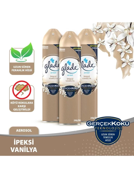 Glade Aerosol Oda Kokusu Ipeksi Vanilya 3 'lü Set