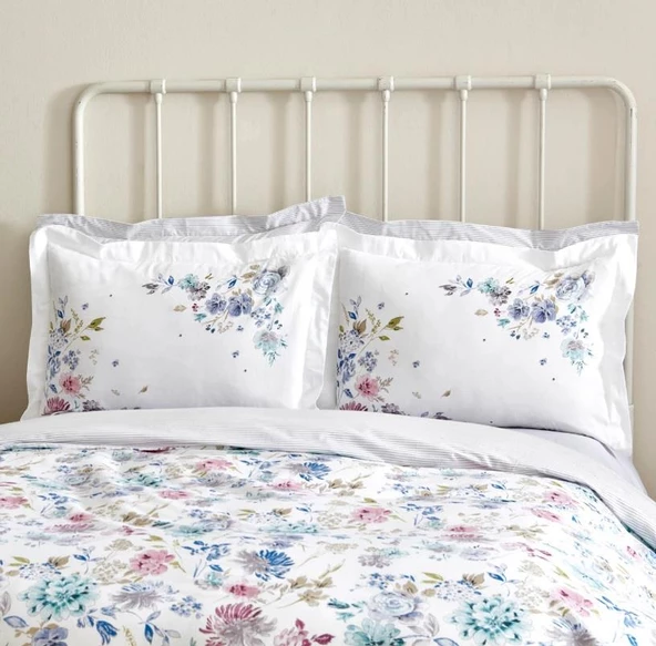 Karaca Home Floral Lila %100 Pamuk Çift Kişilik Nevresim Takımı - 2