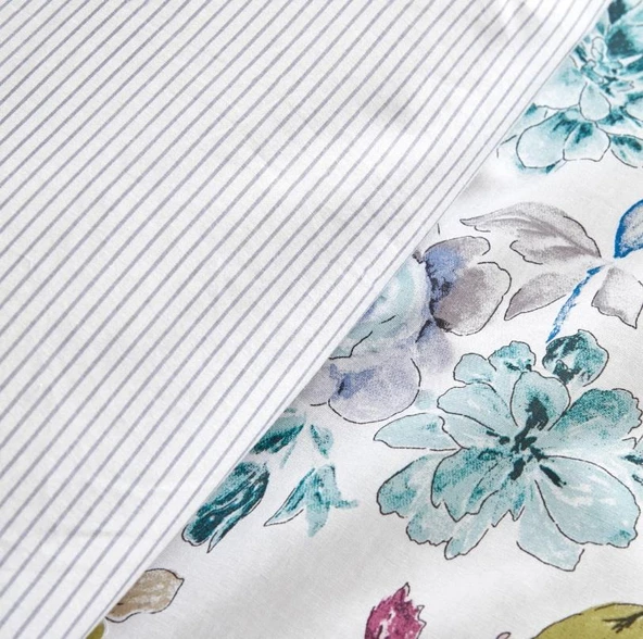 Karaca Home Floral Lila %100 Pamuk Çift Kişilik Nevresim Takımı - 4