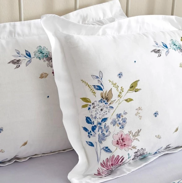 Karaca Home Floral Lila %100 Pamuk Çift Kişilik Nevresim Takımı - 5