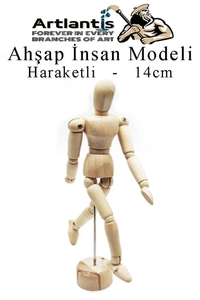Ahşap İnsan Modeli 1 Adet İnsan Figürlü Ahşap Model Manken Resim Ressam Eğitimi Tahta Adam Kukla Stilist