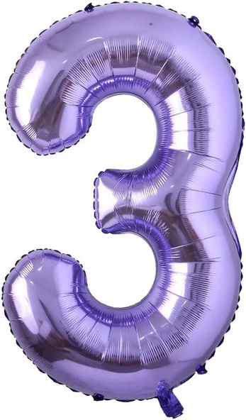 3 Rakam Mor Folyo Balon 40 inç 100 cm