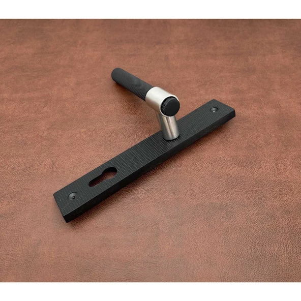 Punch Mat Siyah İnox Lüx Zamak Aynalı Çelik Kapı Kolu 1 Takım - Resim 6